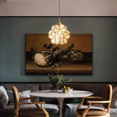 Handgjord glaspendel i blomdesign med mässingsdetaljer för kök sovrum hall