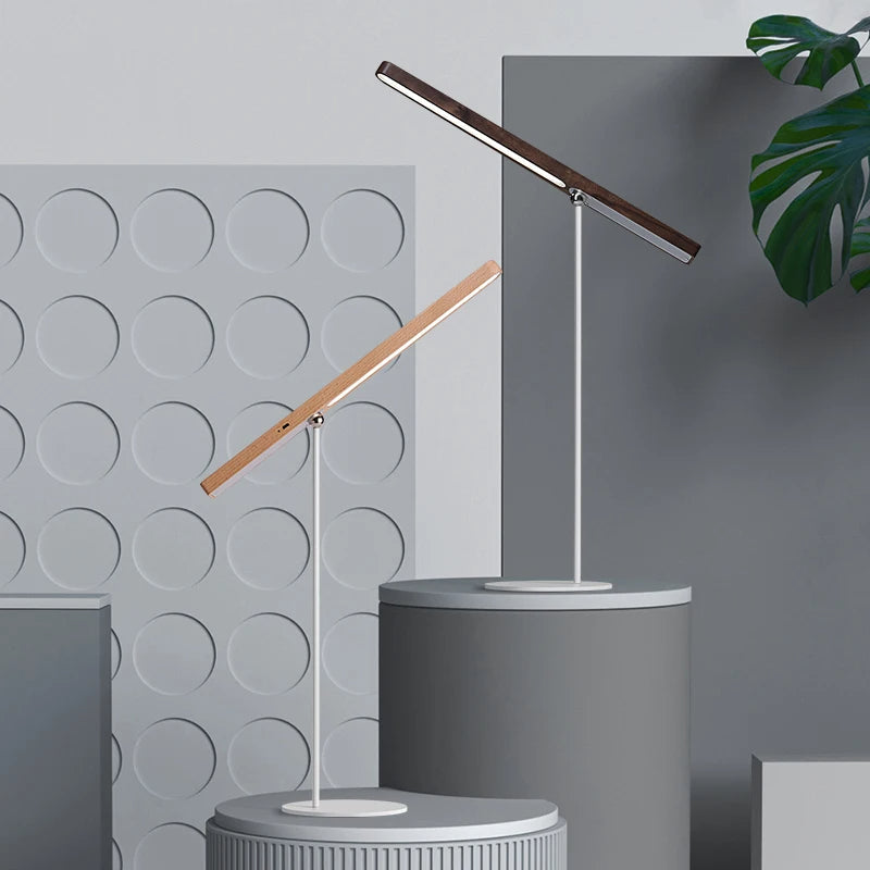 Orbiwood | 360° roterande magnetisk träbordslampa – modern LED-belysning för skrivbord