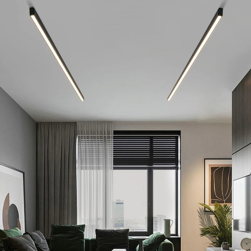 Modern linjär LED taklampa i aluminium ytmonterad för vardagsrum sovrum hall