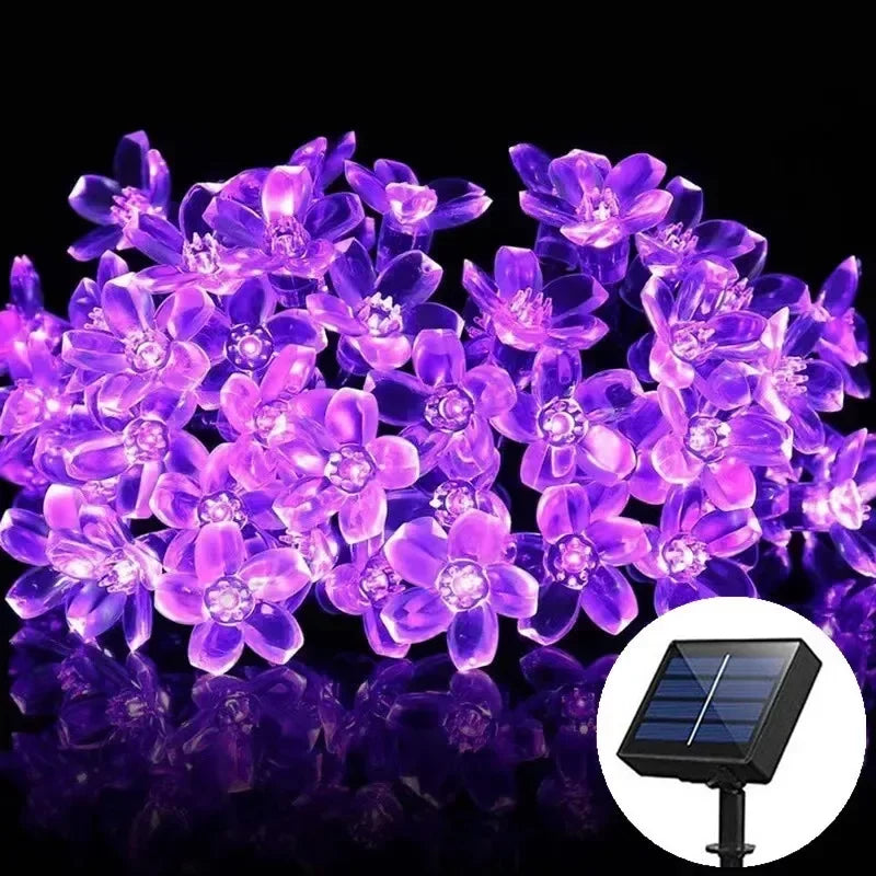 Blossomaura | Solcells körsbärsblomsljus – LED-slinga för trädgård och uteplats