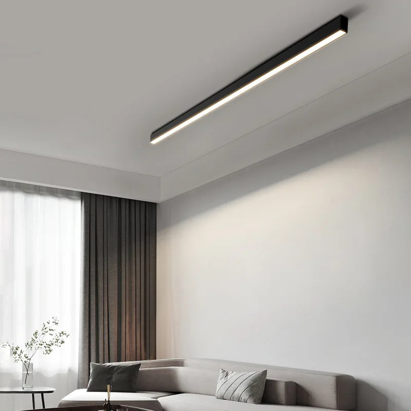 Modern linjär LED taklampa i aluminium ytmonterad för vardagsrum sovrum hall