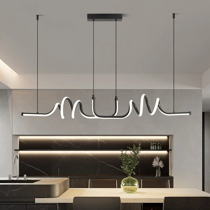 Minimalistisk LED pendellampa i svart aluminium för kök matsal vardagsrum