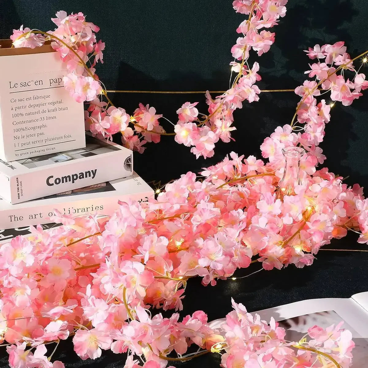 Blossomglow | 2M LED ljusslinga med 20 rosa körsbärsblommor – dekor för sovrum och fest