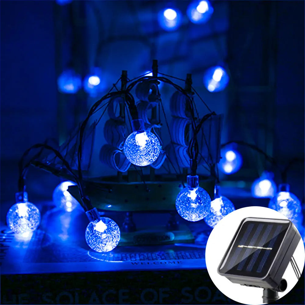 Glowbubbles | 5M solcellsdriven LED ljusslinga – 20 varmvita bubbelglödlampor för dekor