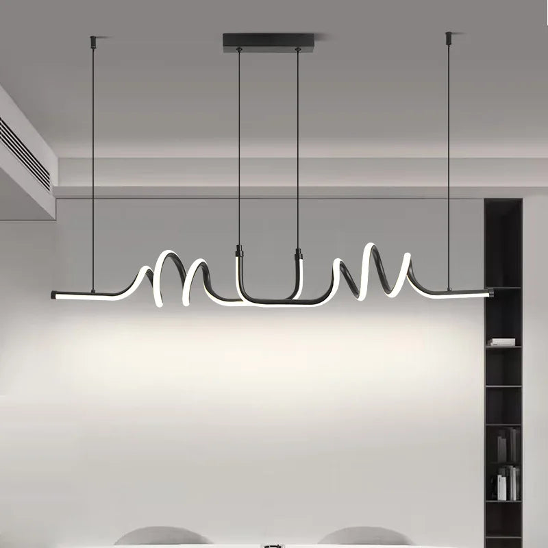 Minimalistisk LED pendellampa i svart aluminium för kök matsal vardagsrum