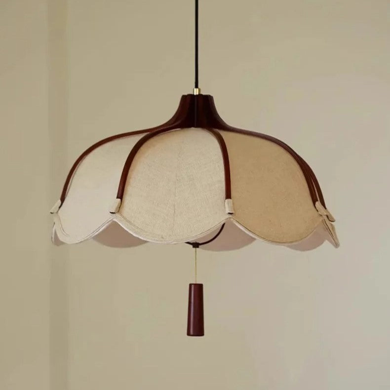 Japansk wabi-sabi taklampa i tyg och metall med justerbar höjd för sovrum matsal vardagsrum