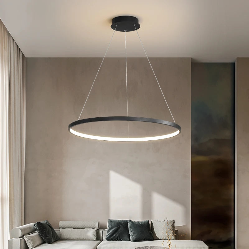 Modern rund LED-pendellampa för vardagsrum, matsal och kök