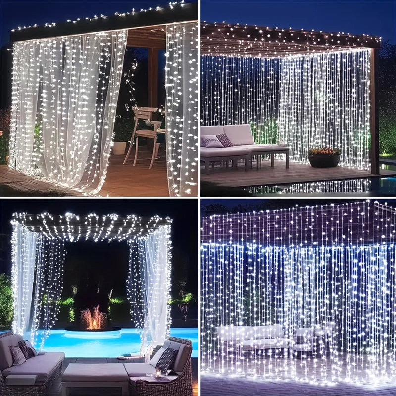 Glowdrape | Solcells LED-gardinlampor – dekorativ utomhusbelysning för trädgård