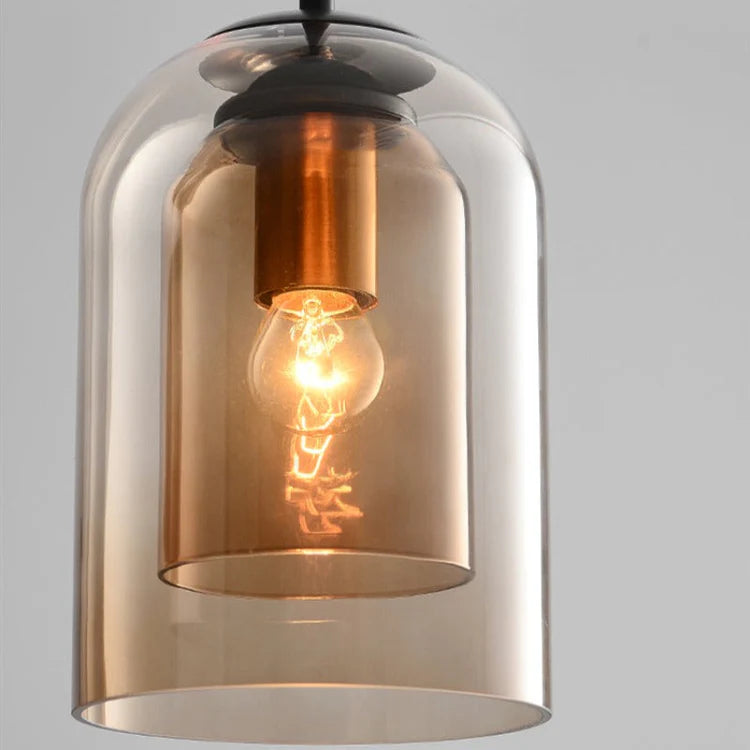 Modern pendellampa i glas med dubbel skärm och justerbar kabel för matsal och vardagsrum