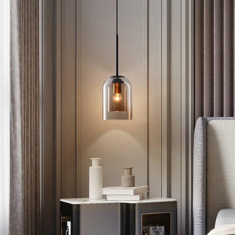Modern pendellampa i glas med dubbel skärm och justerbar kabel för matsal och vardagsrum