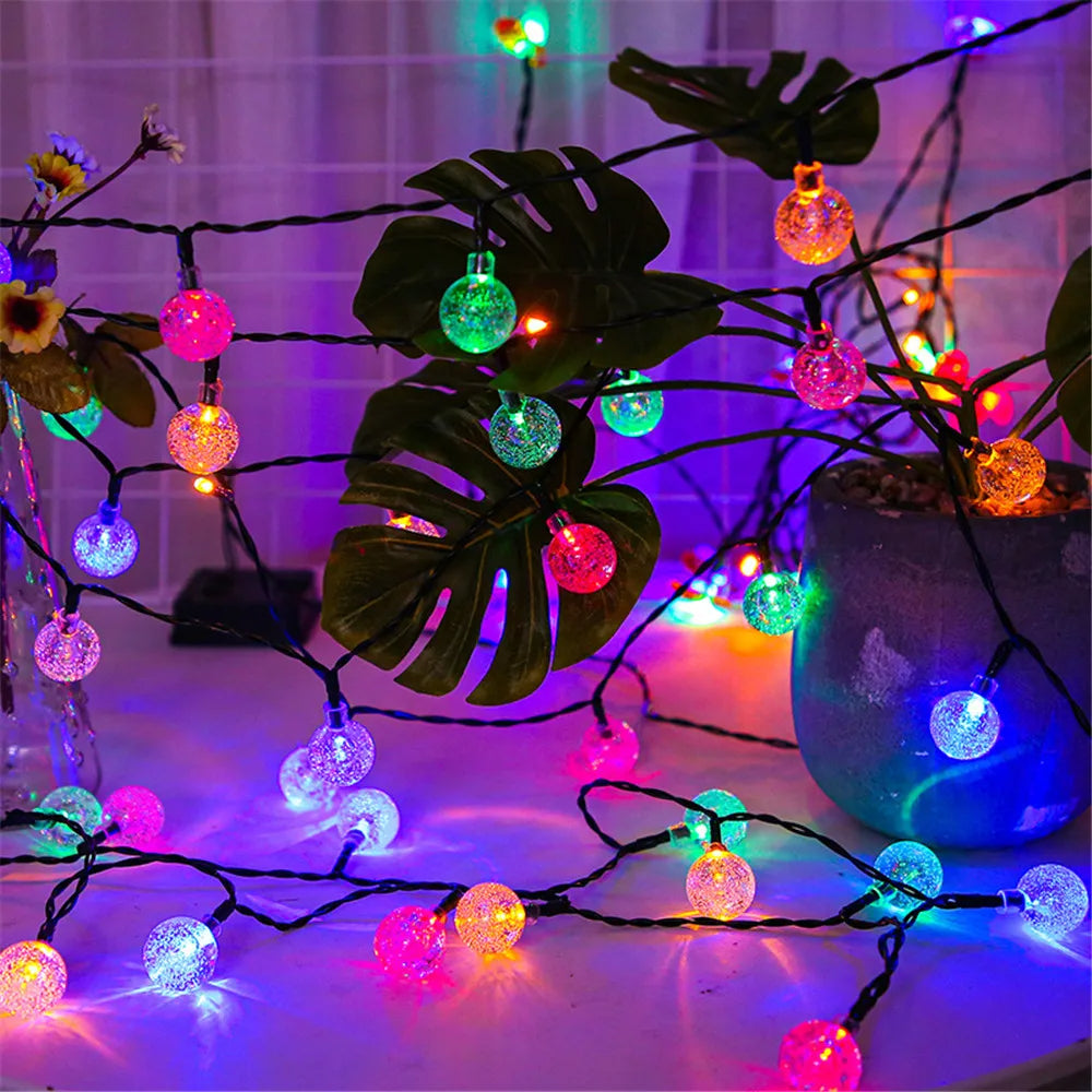 Glowbubbles | 5M solcellsdriven LED ljusslinga – 20 varmvita bubbelglödlampor för dekor