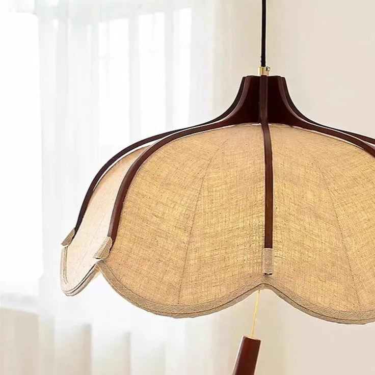 Japansk wabi-sabi taklampa i tyg och metall med justerbar höjd för sovrum matsal vardagsrum