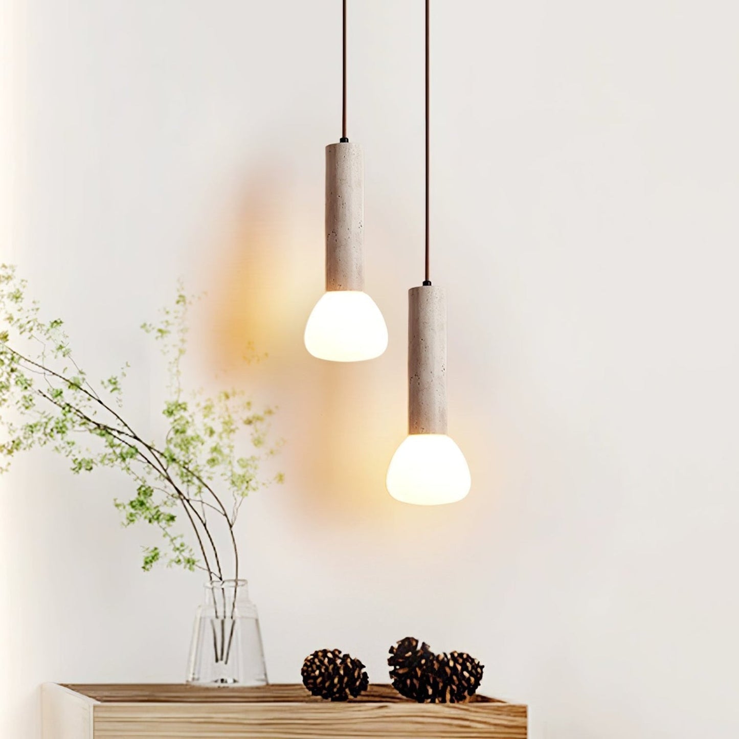 Modern LED pendellampa i sten minimalistisk design