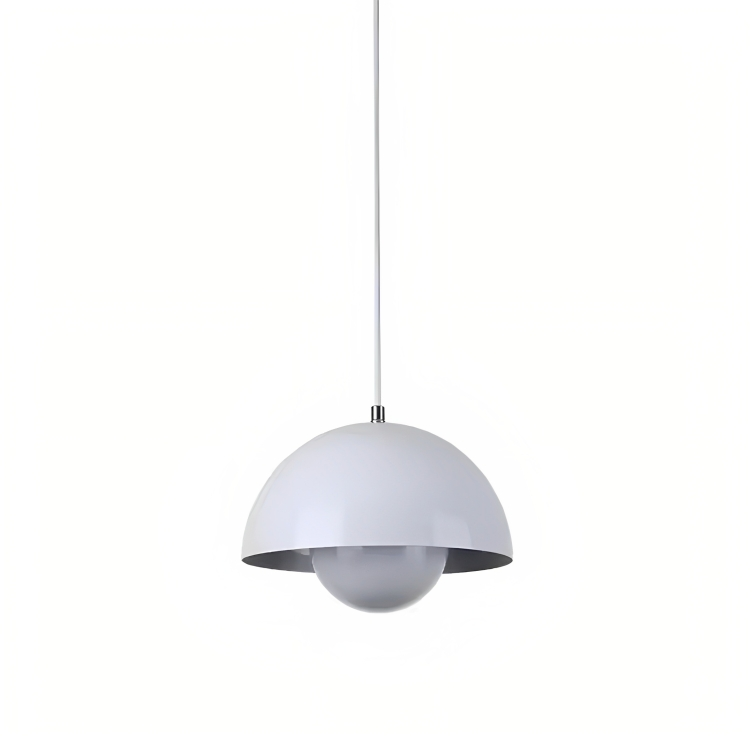 Dansk design taklampa med blomformad halvcirkelskärm och varm LED belysning för kök matsal och vardagsrum