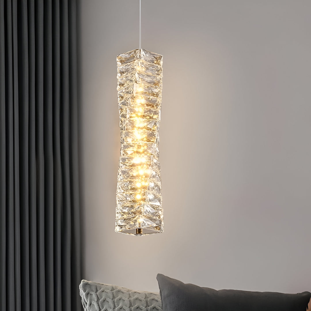 Kristall pendellampa med justerbar höjd och LED-ljus för sovrum hall entré