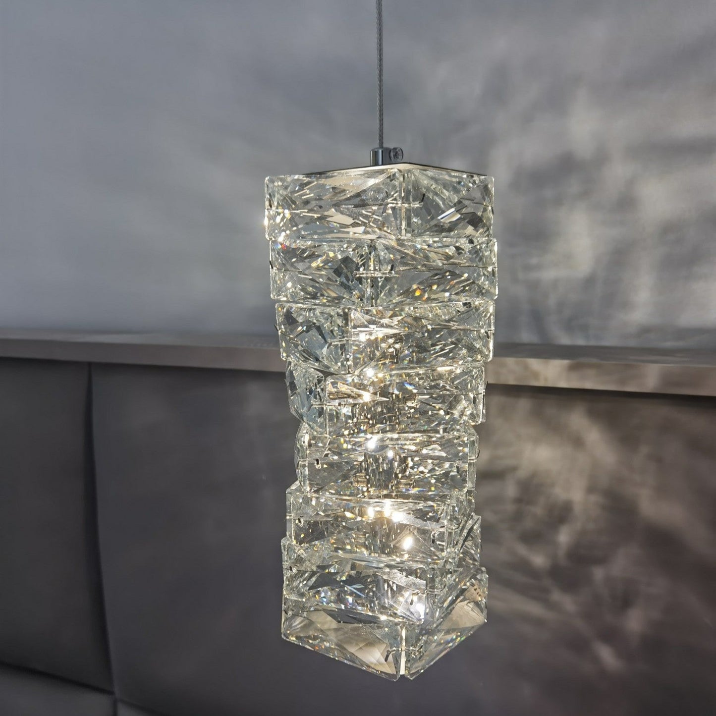 Kristall pendellampa med justerbar höjd och LED-ljus för sovrum hall entré