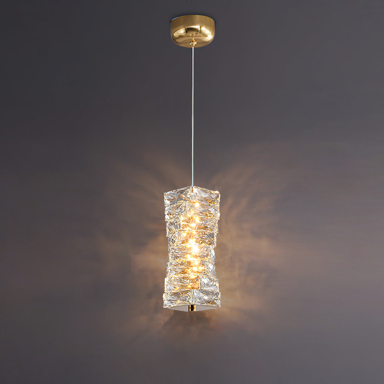 Kristall pendellampa med justerbar höjd och LED-ljus för sovrum hall entré