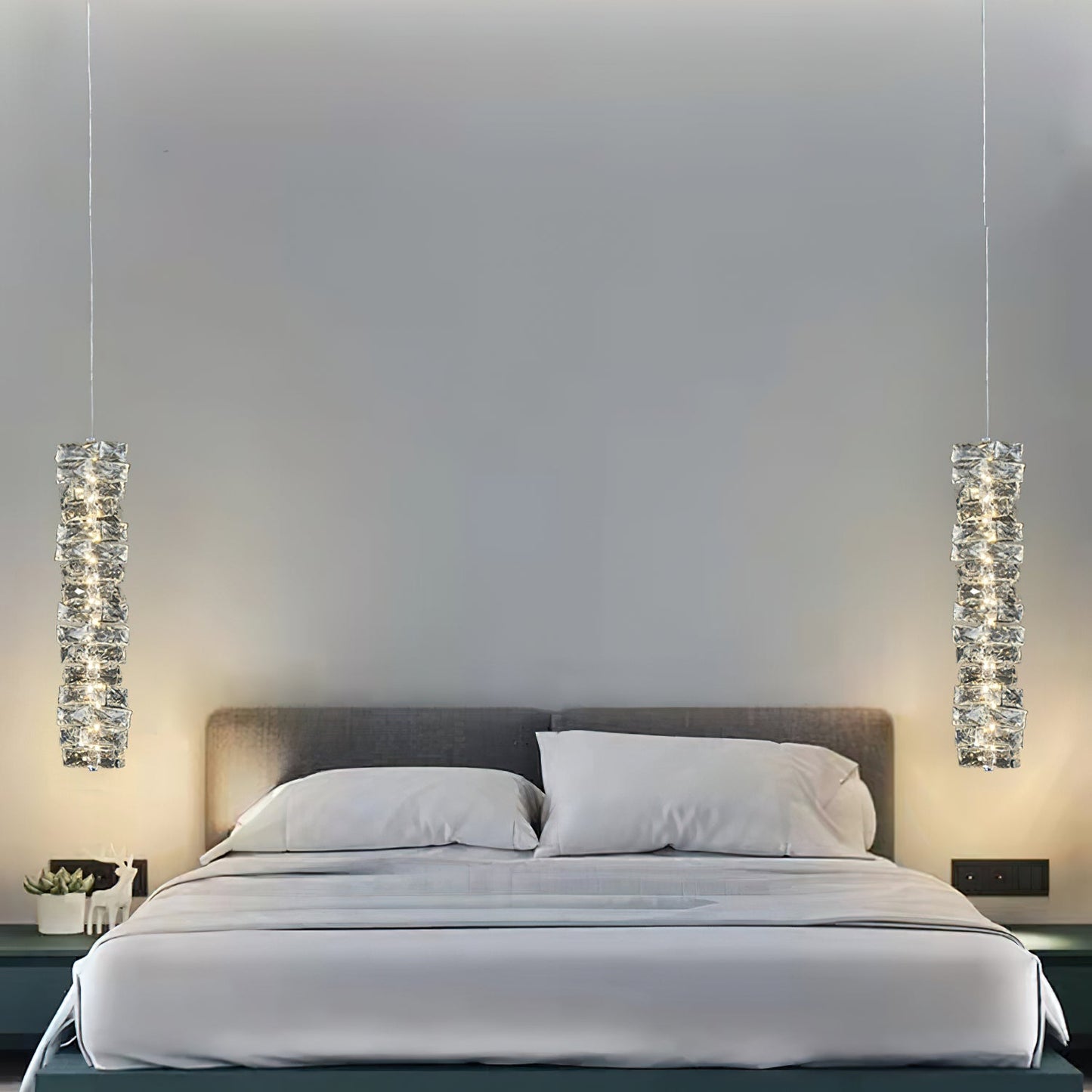 Kristall pendellampa med justerbar höjd och LED-ljus för sovrum hall entré