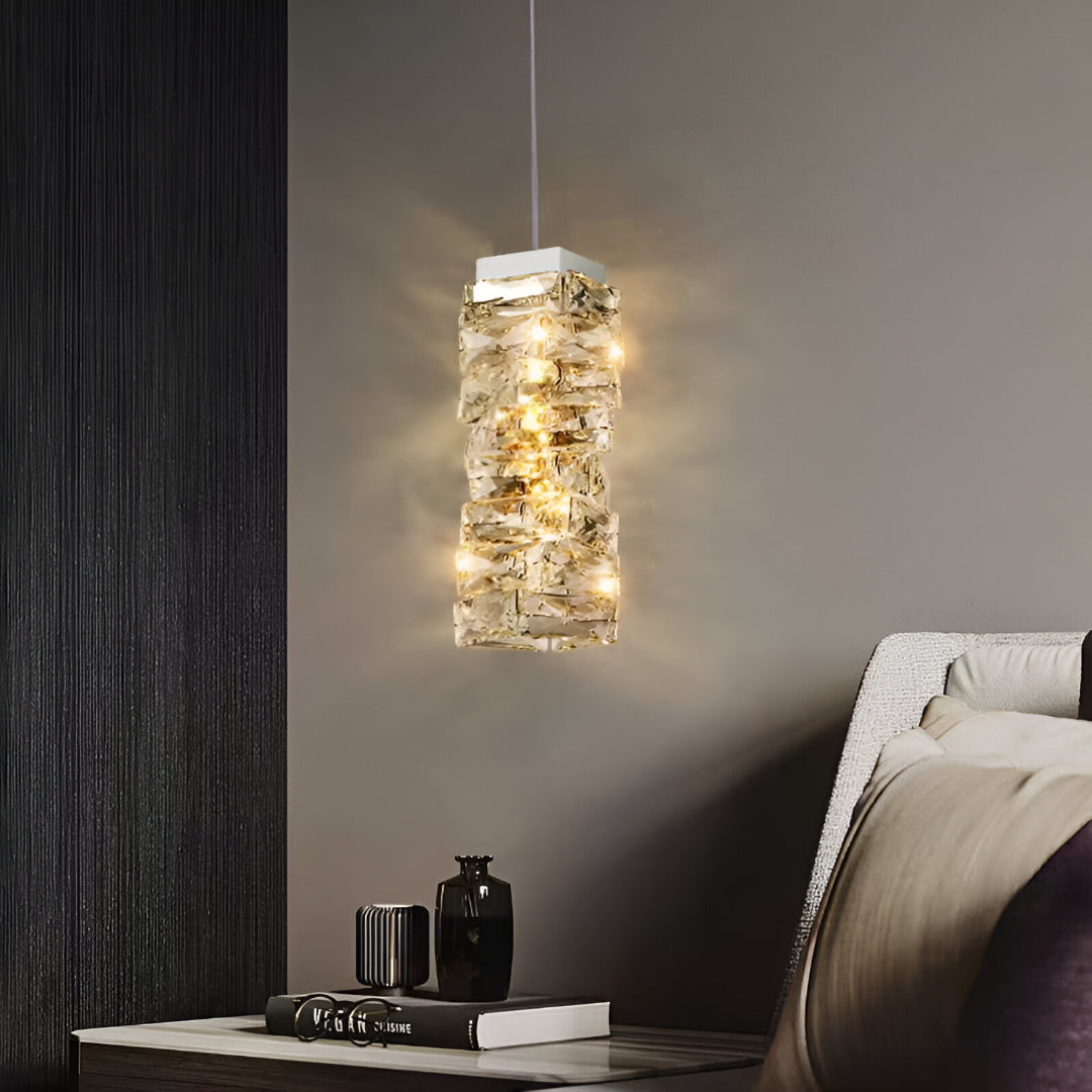 Kristall pendellampa med justerbar höjd och LED-ljus för sovrum hall entré