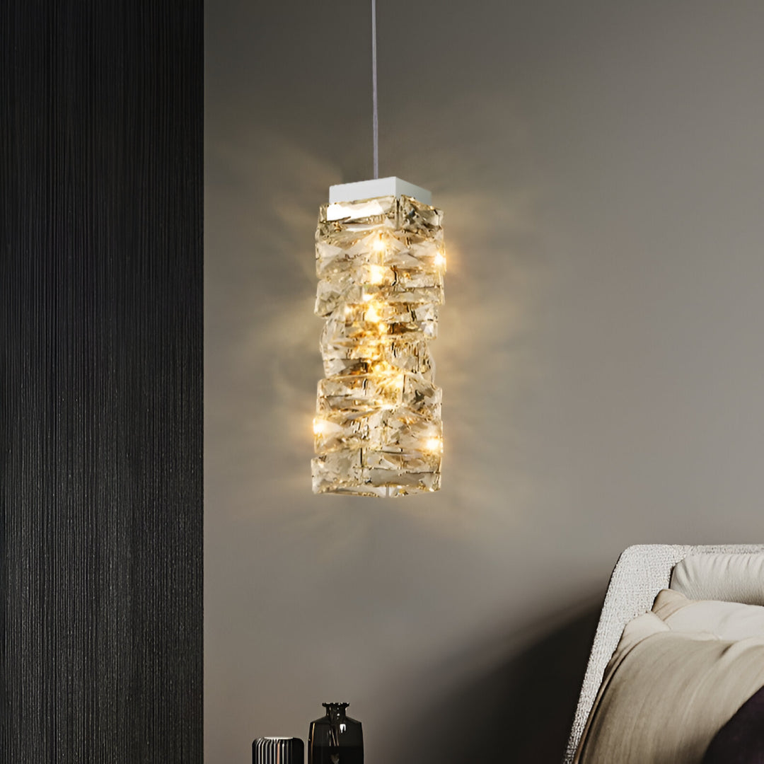 Kristall pendellampa med justerbar höjd och LED-ljus för sovrum hall entré
