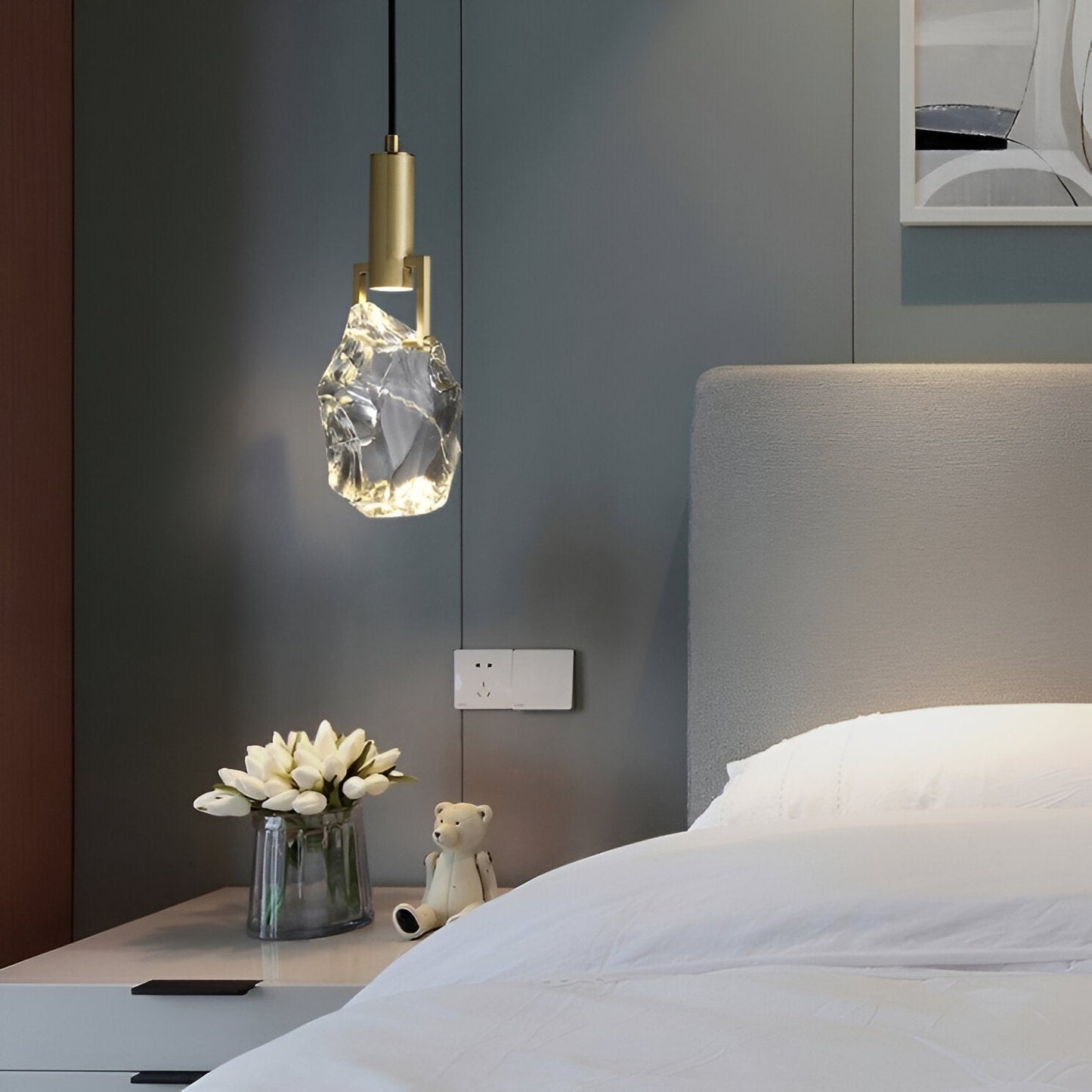 Lyxig nordisk kristall taklampa i koppar med justerbar höjd för sovrum matsal vardagsrum