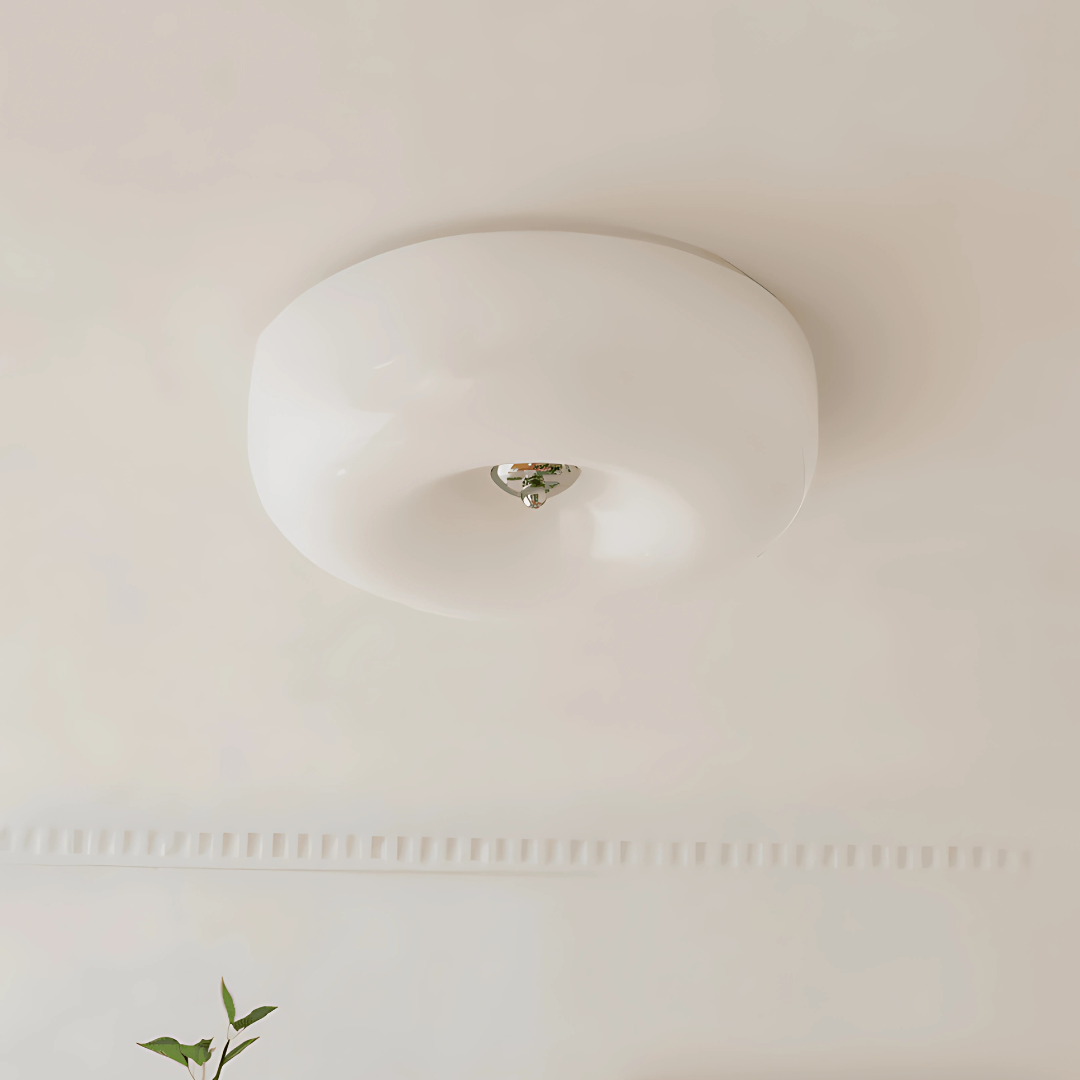 Rund taklampa med mjuk modern design och varm LED belysning för vardagsrum sovrum och hall