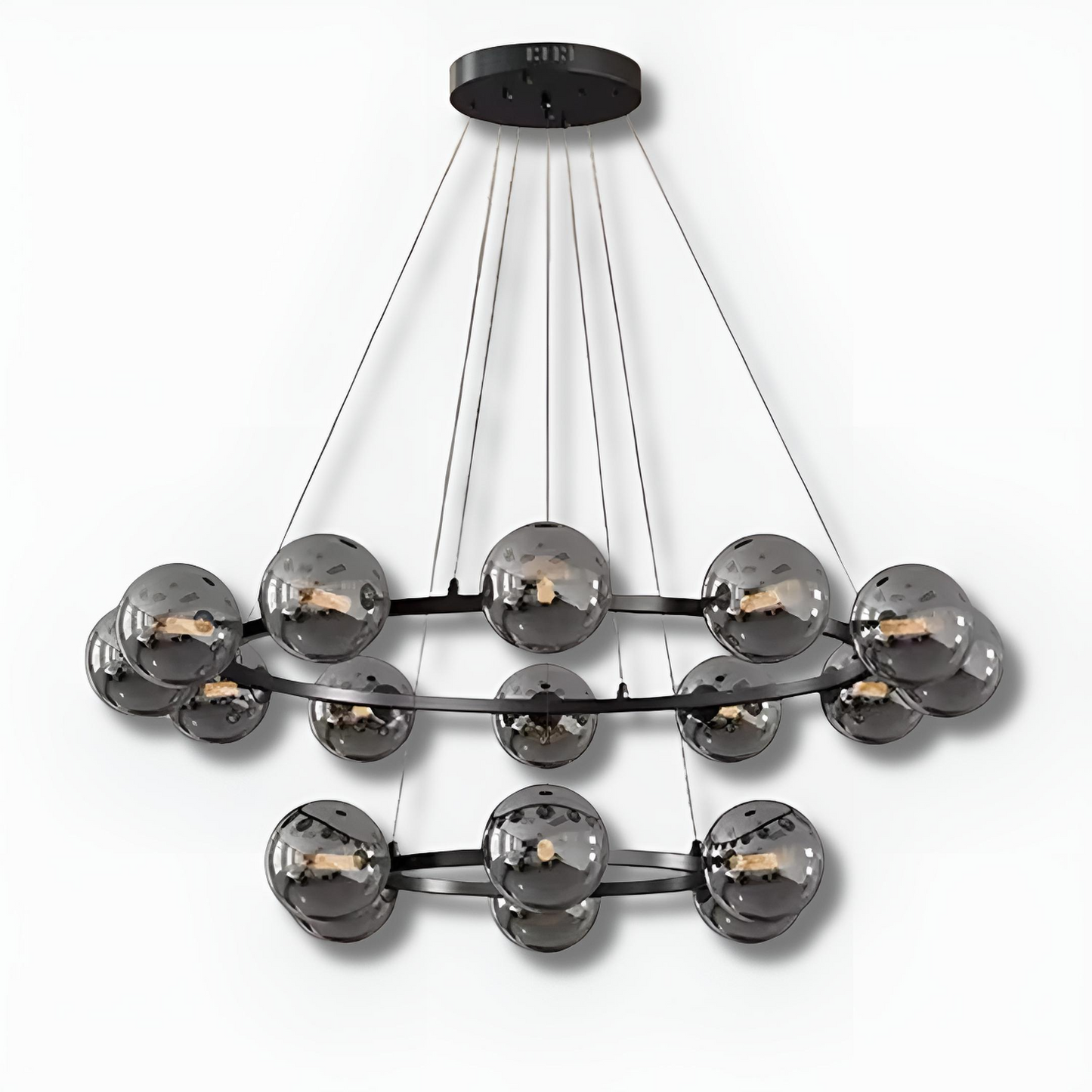 Lyxig ringformad LED taklampa med glasbubblor för vardagsrum matsal hall