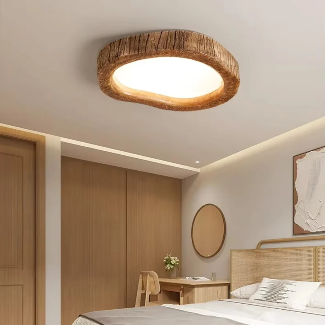 Taklampa i resin med träinspirerad design för sovrum vardagsrum matsal