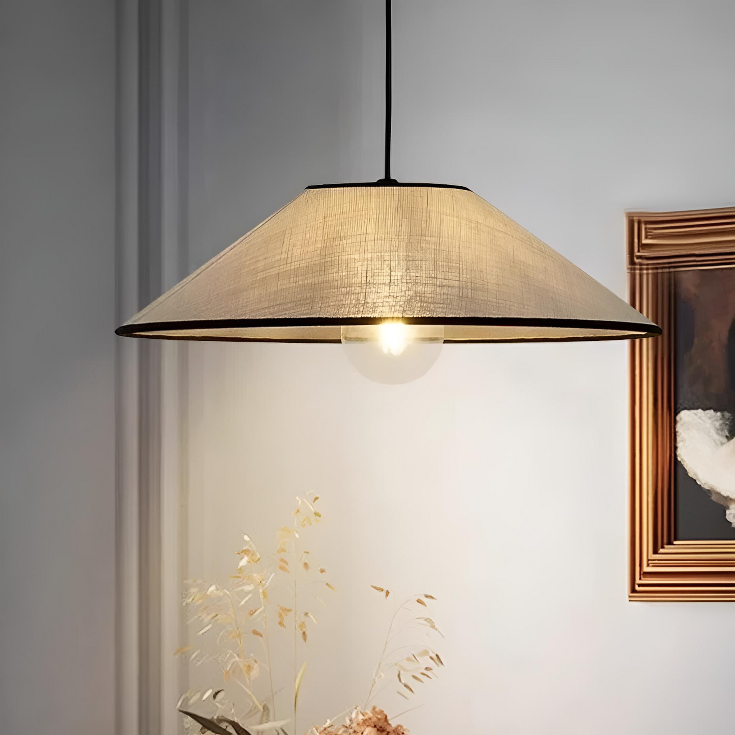 Pendellampa i tygskärm nordisk modern design taklampa för vardagsrum matsal sovrum
