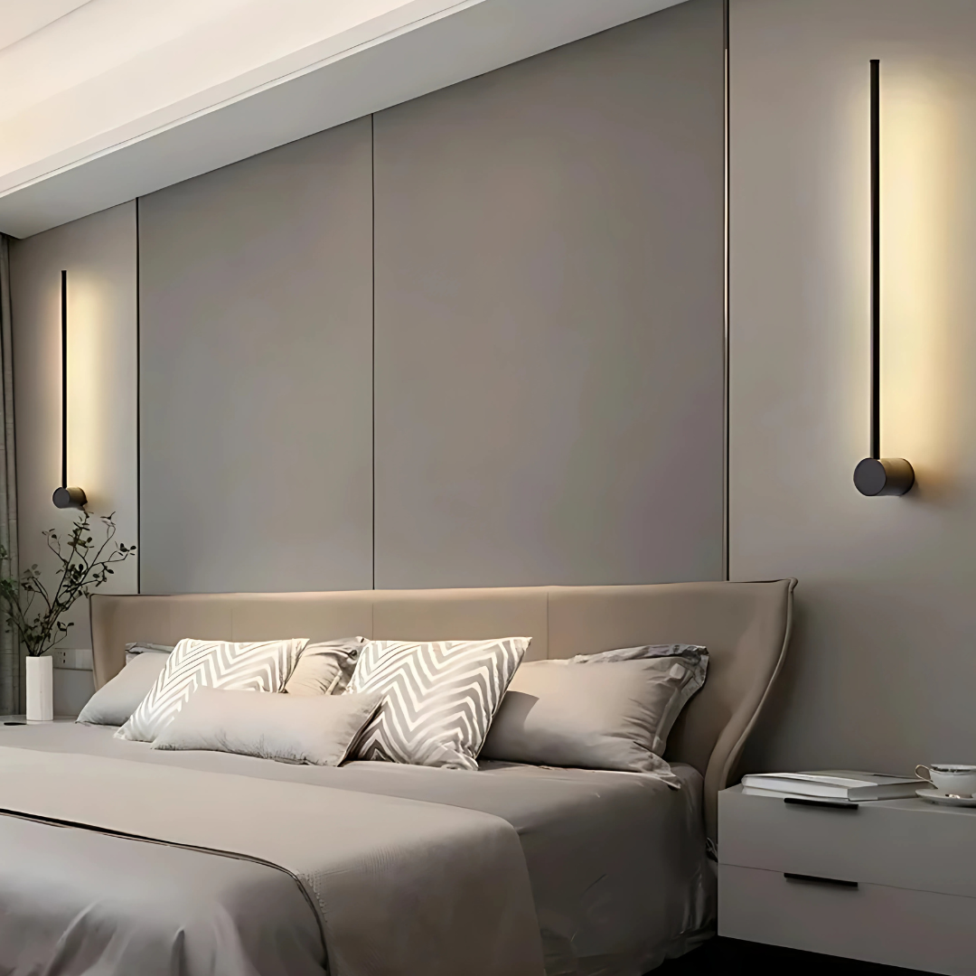Minimalistisk nordisk vägglampa med lång linje design för vardagsrum sovrum och hotellmiljö