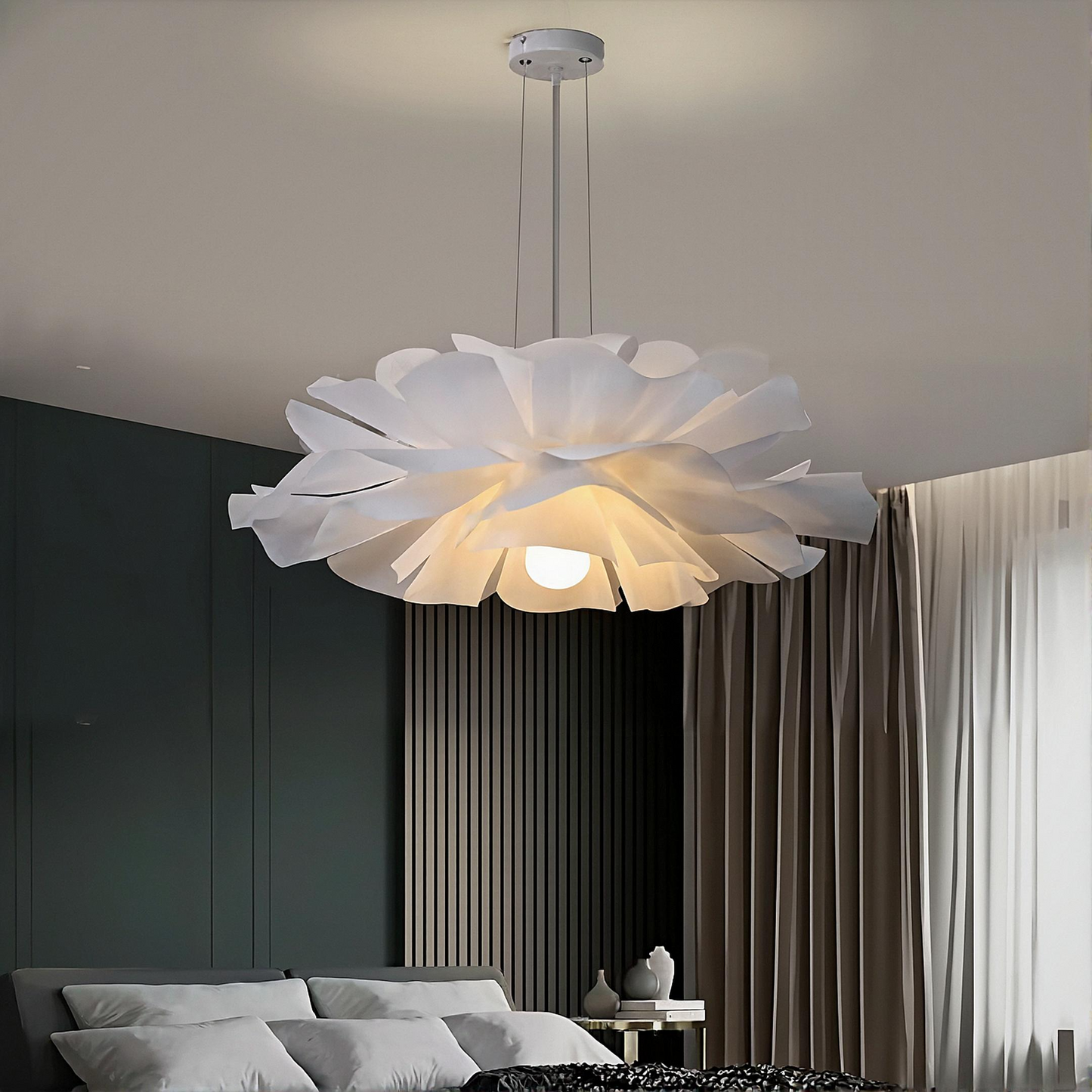 Romantisk taklampa med vit blomdesign för sovrum matsal vardagsrum