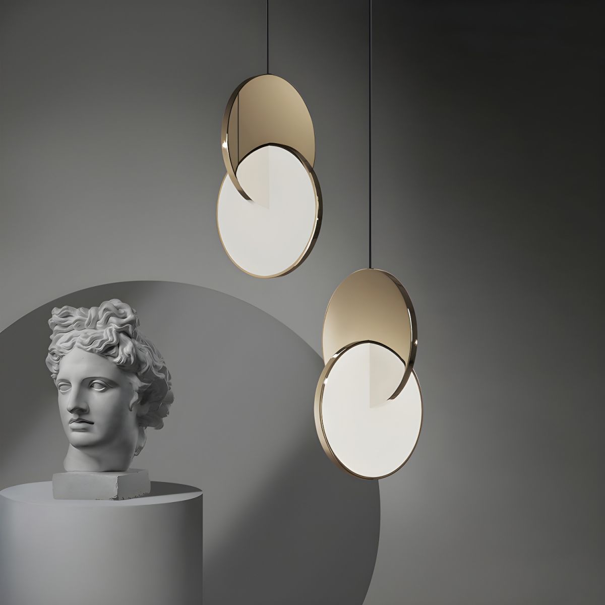 Nordisk LED pendellampa i dubbel rund design för matsal vardagsrum kök och hall