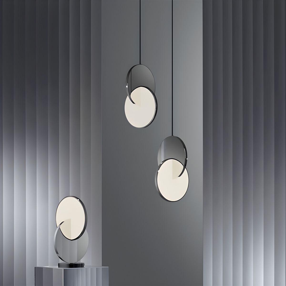 Nordisk LED pendellampa i dubbel rund design för matsal vardagsrum kök och hall