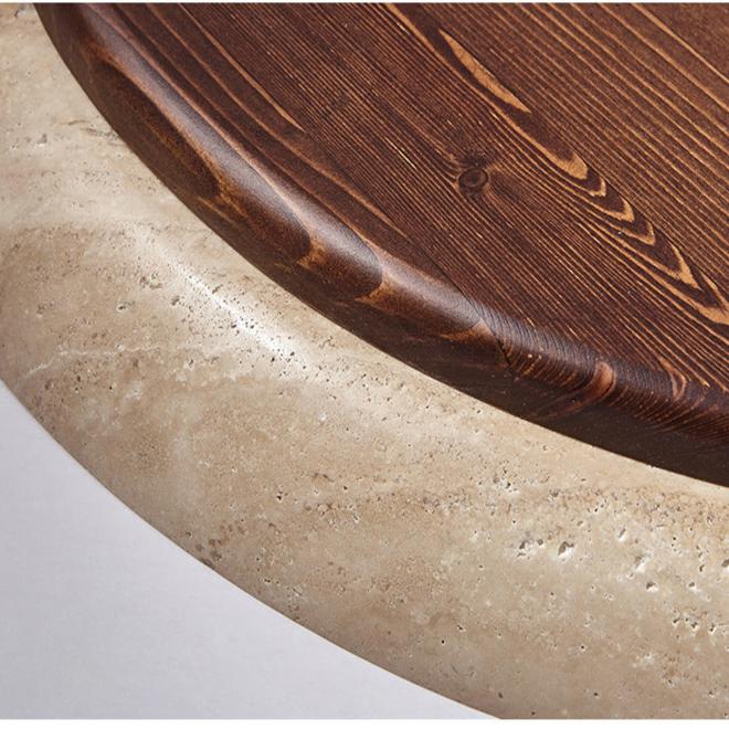 Travertin Taklampa i Japansk Wabi-Sabi Stil – Modern Retro Plafond i Marmor med Dimbart LED-ljus