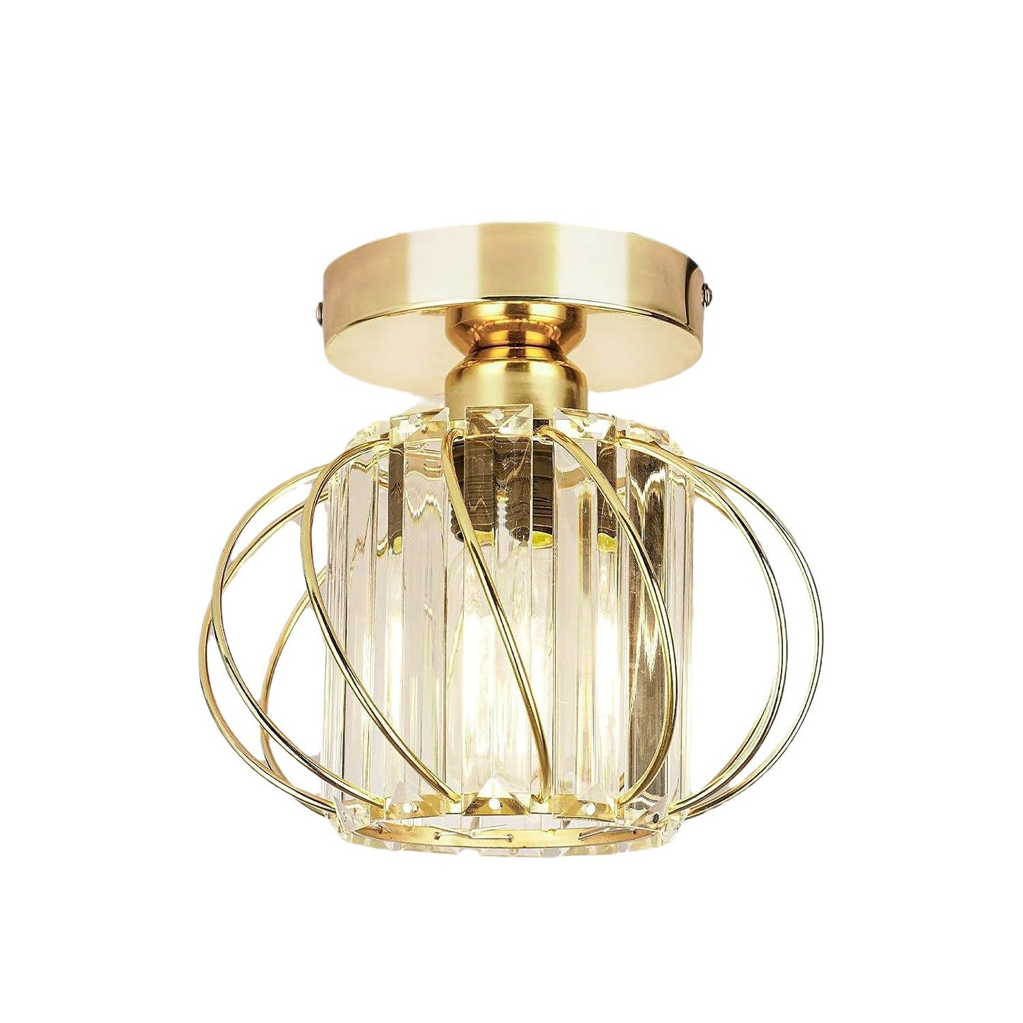 Retro Modern Taklampa i Metall – Lantern Plafond i Svart eller Guld med Akryldetaljer