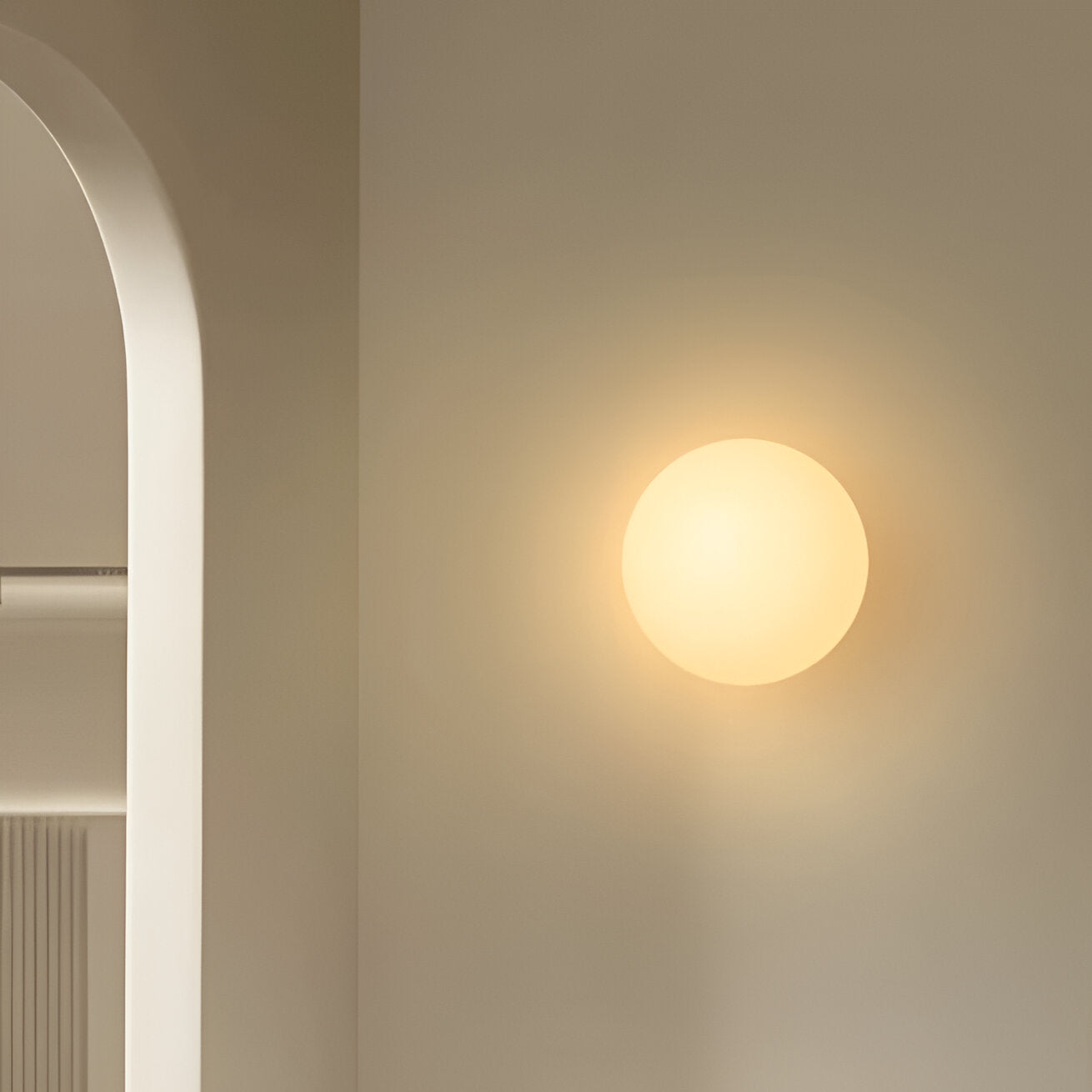 Minimalistisk glas vägglampa i sfärisk design för sovrum hall vardagsrum