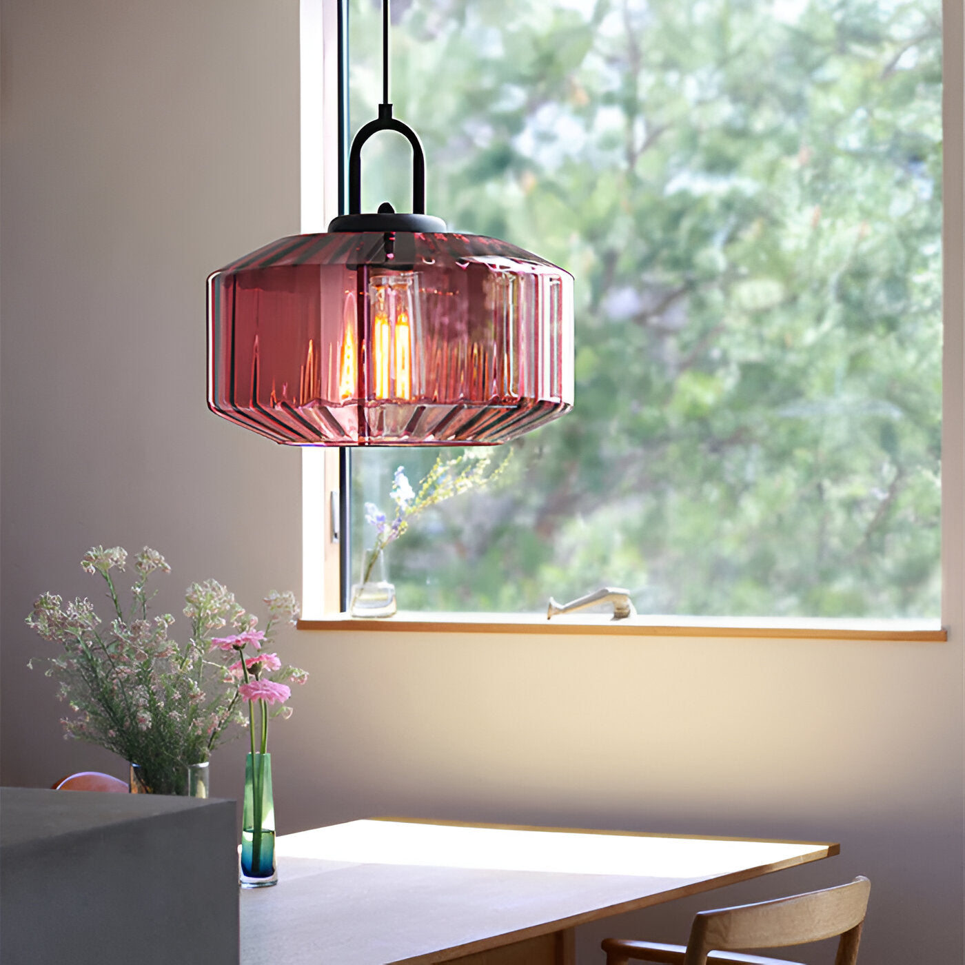 Retro glas pendellampa i nordisk design för sovrum vardagsrum matsal