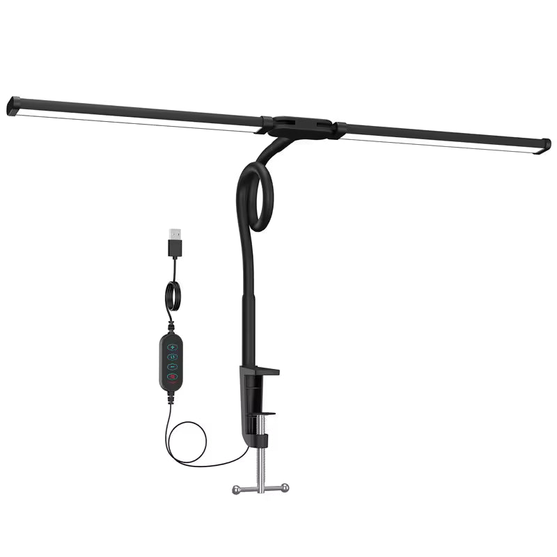 Brightflex Pro | Dubbel LED skrivbordslampa med klämma, ögonskydd, 3 lägen och USB