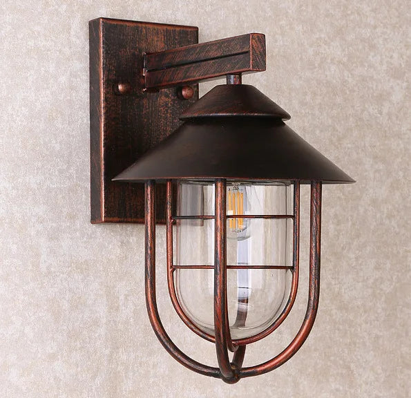 Vägglampa för utomhusbruk i svart metall och glas med vintage-design