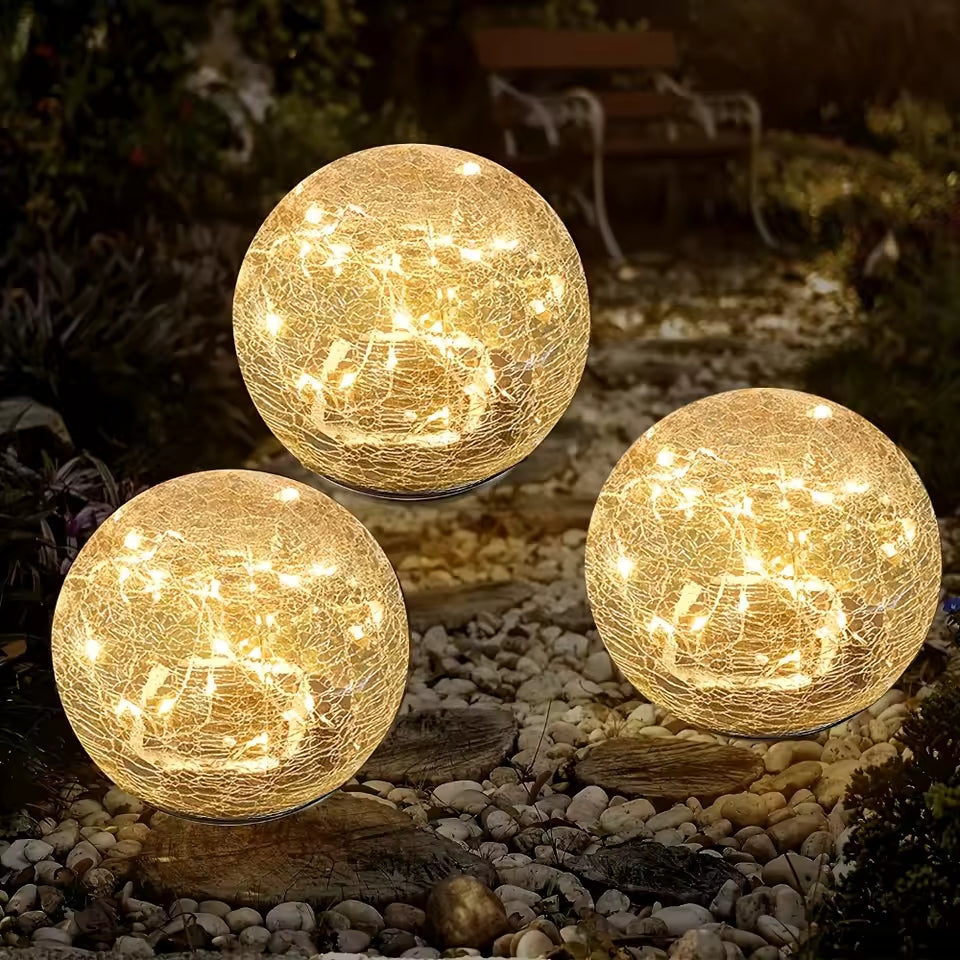Lumiorb | Solar spruckna glas klotlampor IP65 för uteplats, trädgård och gård
