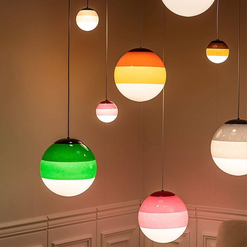 Modern färgglad glasboll pendellampa för matsal, vardagsrum och hotell
