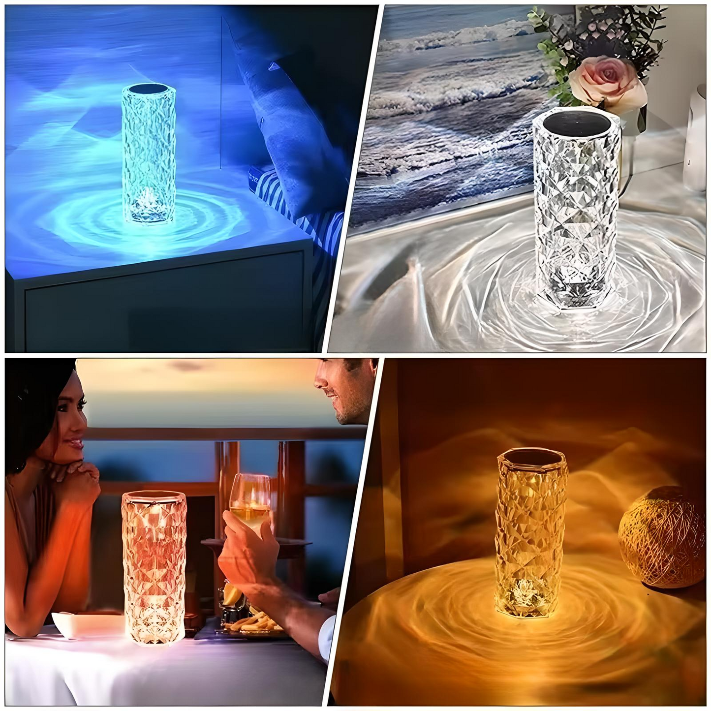 Eloria | Kristall bordslampa med 16 färger och smidig touchkontroll