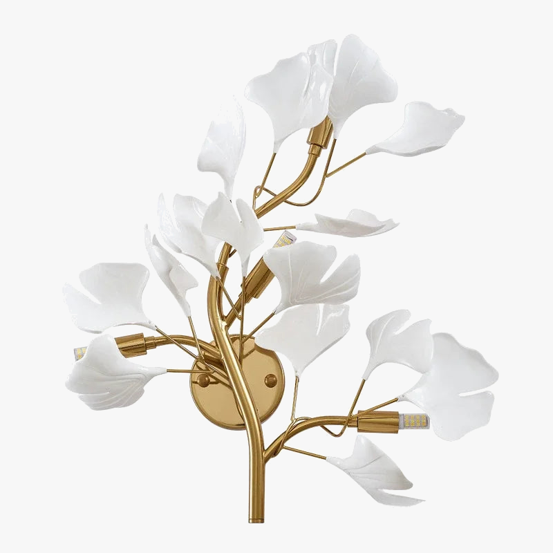 Lyxig vägglampa med ginkgoblad – modern konstnärlig belysning för vardagsrum och sovrum