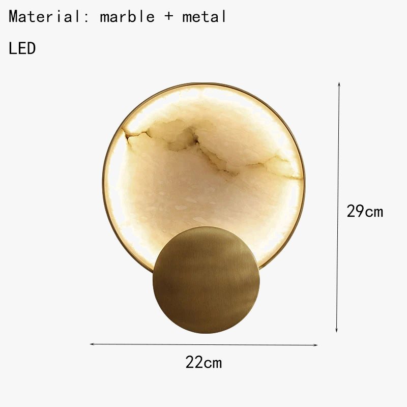 Vägglampa i naturlig marmor och gyllene metall för vardagsrum och sovrum