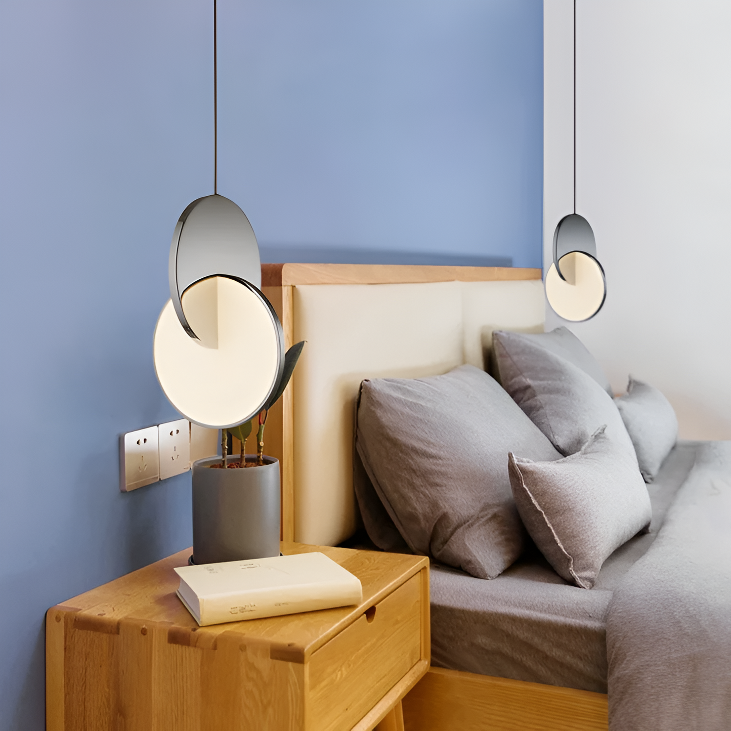 Nordisk LED pendellampa i dubbel rund design för matsal vardagsrum kök och hall