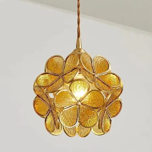 Handgjord glaspendel i blomdesign med mässingsdetaljer för kök sovrum hall