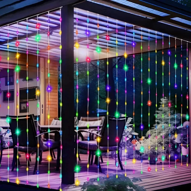 Glowdrape | Solcells LED-gardinlampor – dekorativ utomhusbelysning för trädgård
