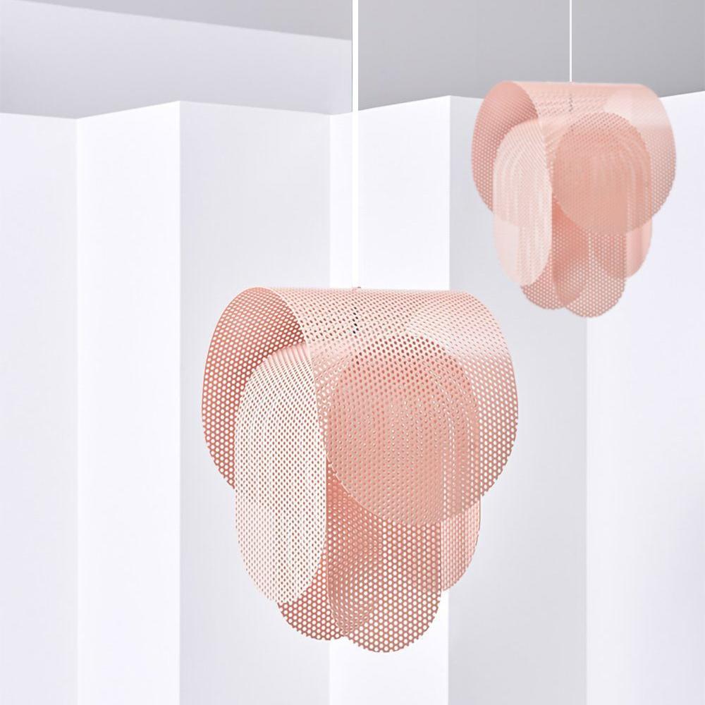 Modern perforerad metallpendel i rosa för kök matsal vardagsrum och sovrum