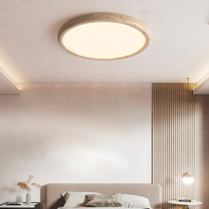Travertin Taklampa i Japansk Wabi-Sabi Stil – Modern LED Plafond i Marmor för Inomhusbelysning