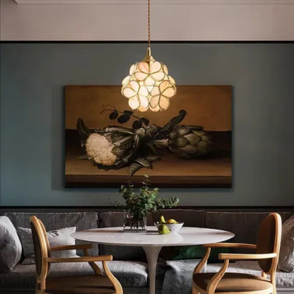 Handgjord glaspendel i blomdesign med mässingsdetaljer för kök sovrum hall